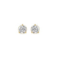 3 Prong Basket Pushback Stud Earrings - 10K Yellow Gold