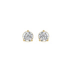 3 Prong Basket Pushback Stud Earrings - 10K Yellow Gold