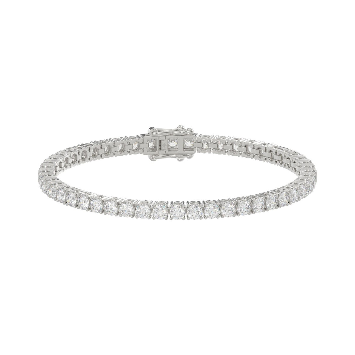 Basket 4 Prong Tennis Bracelet - 14K White Gold