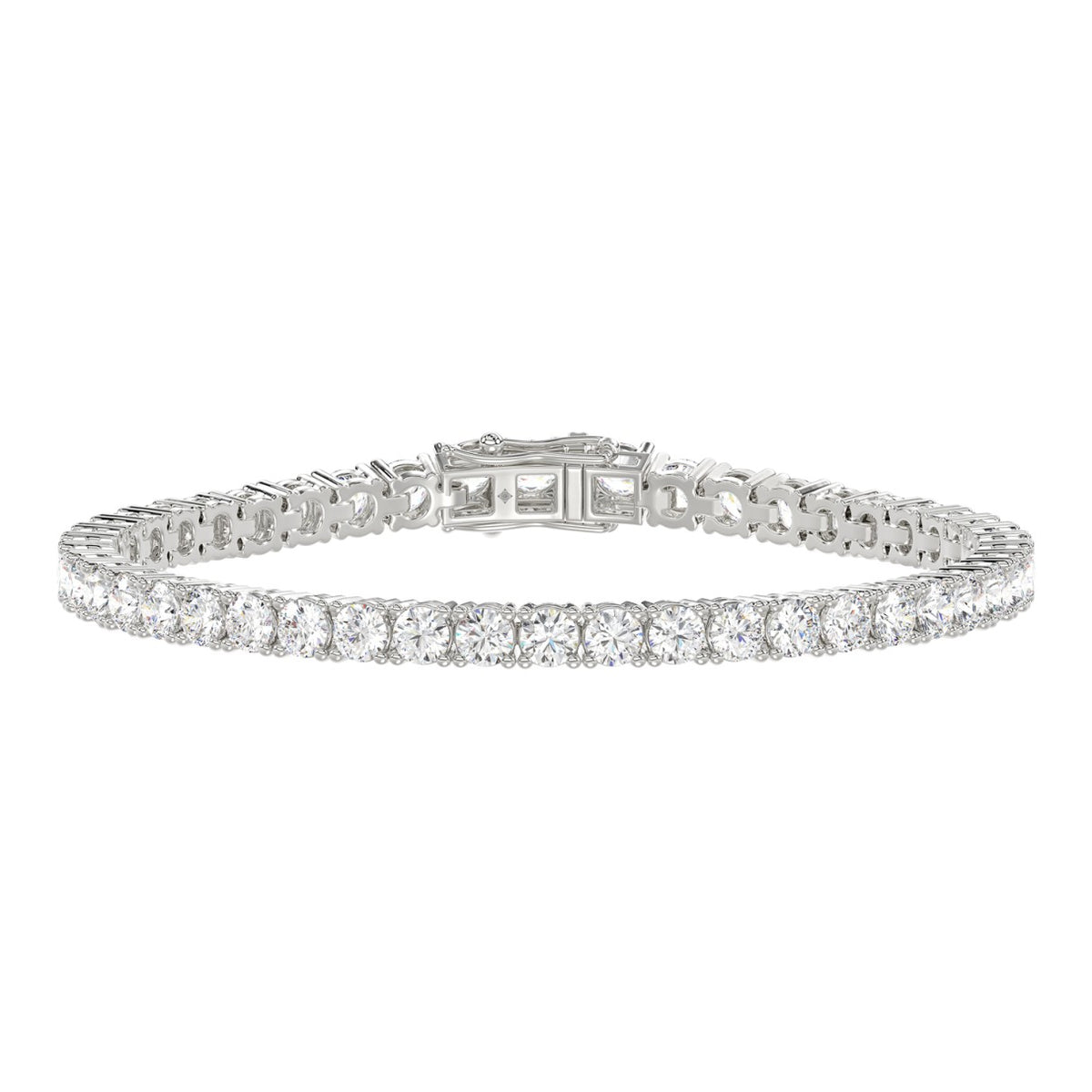 Basket 4 Prong Tennis Bracelet - 14K White Gold