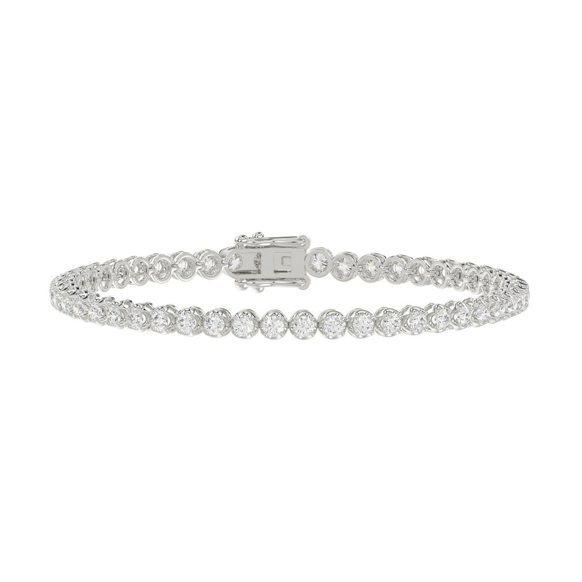 Microfusion Prong Set Tennis Bracelet - 14K White Gold