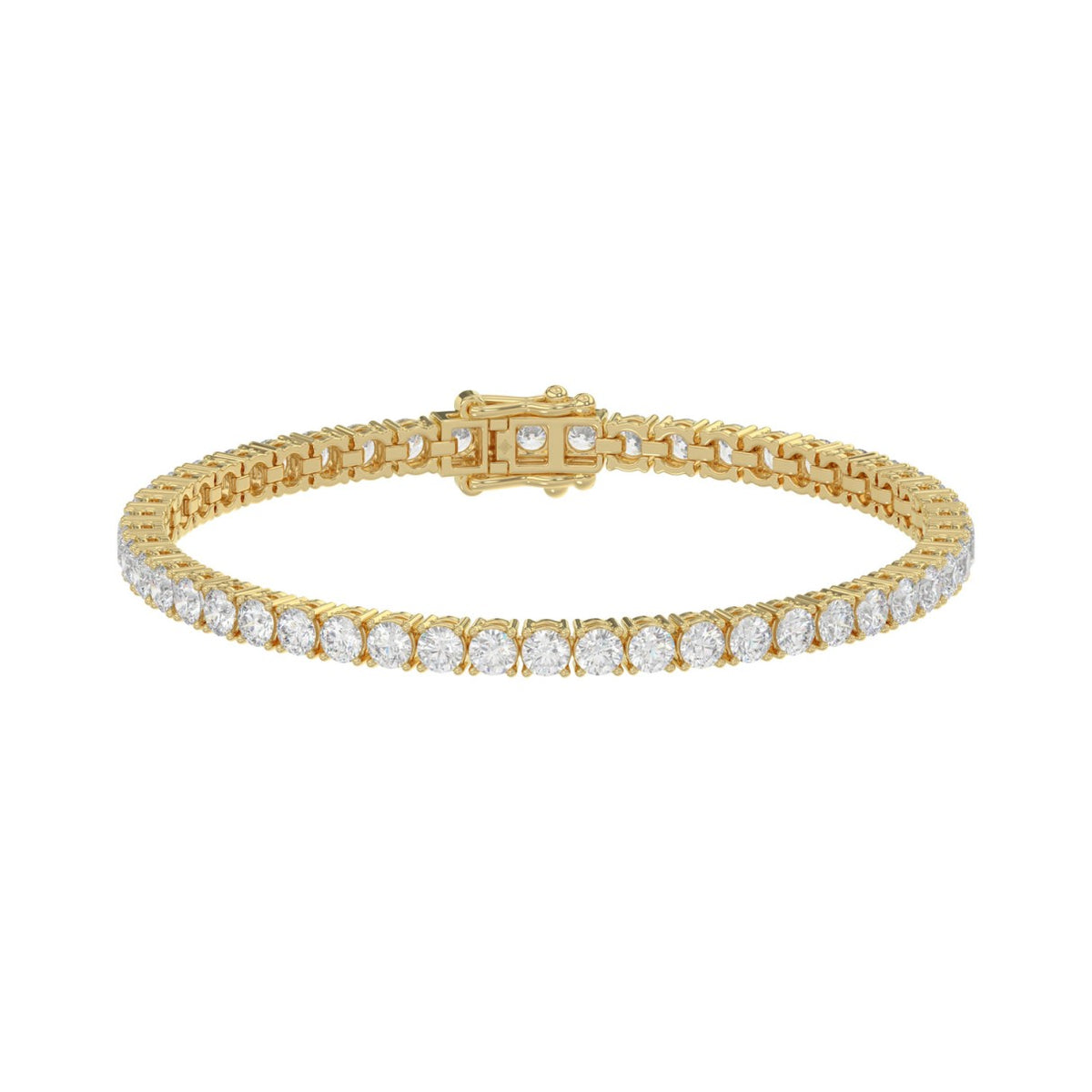 Basket 4 Prong Tennis Bracelet - 14K Yellow Gold