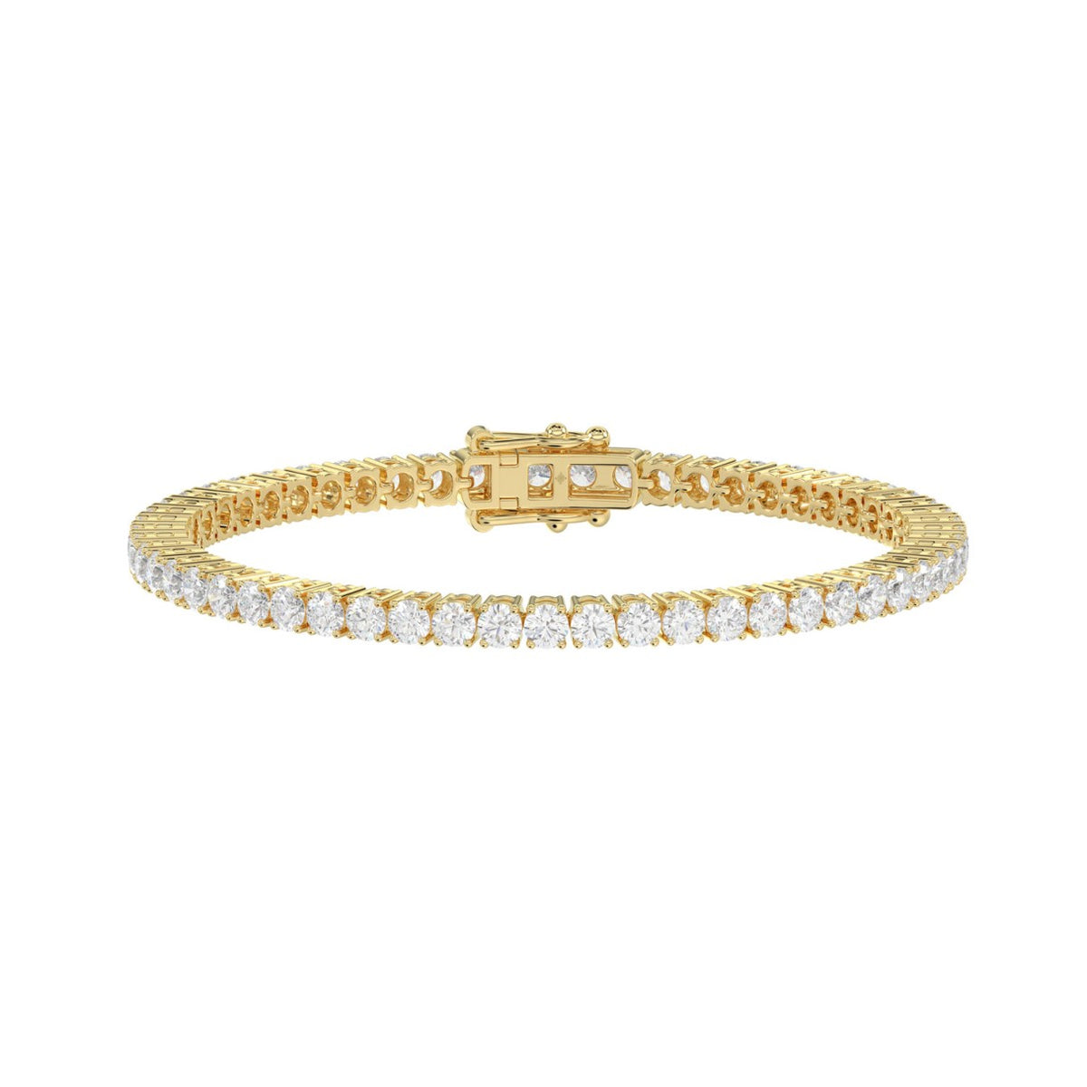 Basket 4 Prong Tennis Bracelet - 14K Yellow Gold