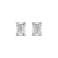 Lab Diamond 4-Prong Emerald Cut Stud Earring - 14K Yellow Gold