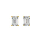 Lab Diamond 4-Prong Emerald Cut Stud Earring - 14K Yellow Gold
