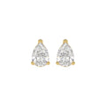 Lab Diamond 3-Prong Pear Stud Earring - 14K Yellow Gold