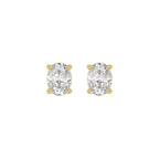 Lab Diamond 4-Prong Oval Stud Earring - 14K Yellow Gold