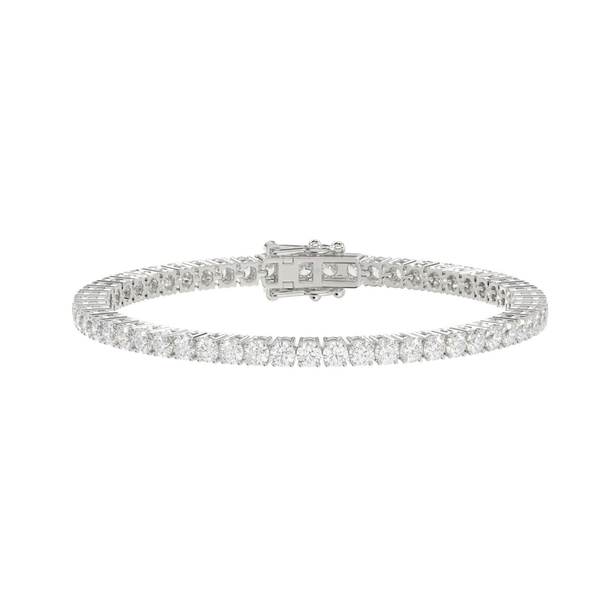Basket 4 Prong Tennis Bracelet - 14K White Gold