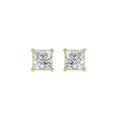 Lab Diamond 4-Prong Princess Stud Earring - 14K Yellow Gold