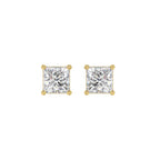 Lab Diamond 4-Prong Princess Stud Earring - 14K Yellow Gold