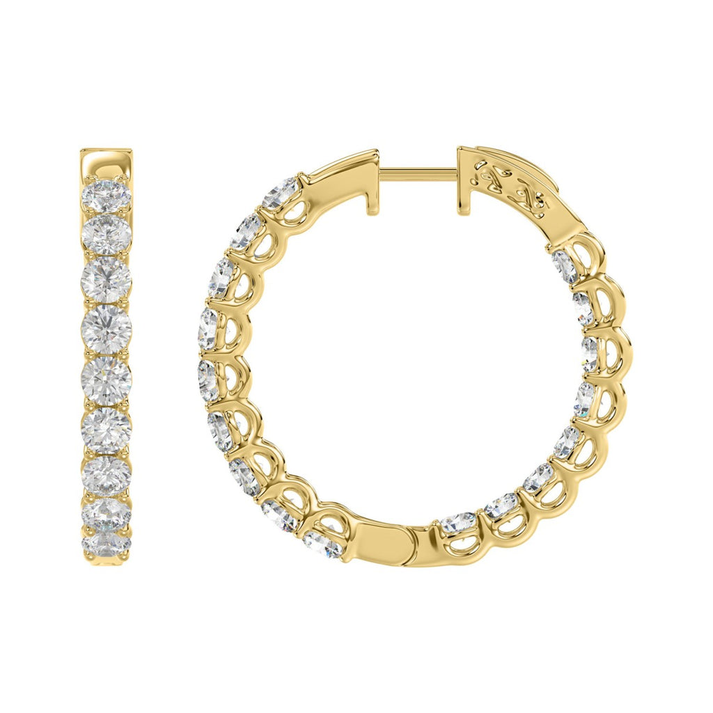 Lab Diamond Inside-Out Round Hoop Earring - 14K Yellow Gold