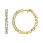 Lab Diamond Inside-Out Round Hoop Earring - 14K Yellow Gold
