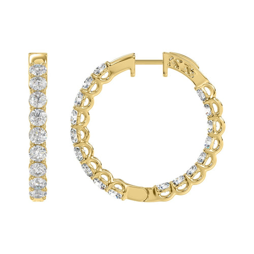 Lab Diamond Inside-Out Round Hoop Earring - 14K Yellow Gold