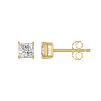 Lab Diamond 4-Prong Princess Stud Earring - 14K Yellow Gold