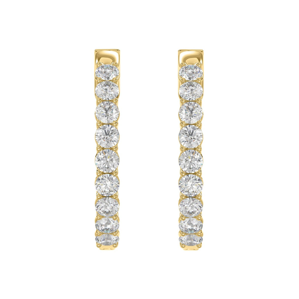 Lab Diamond Inside-Out Round Hoop Earring - 14K Yellow Gold