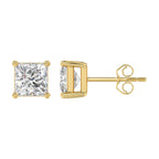 Lab Diamond 4-Prong Princess Stud Earring - 14K Yellow Gold