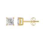Lab Diamond 4-Prong Princess Stud Earring - 14K Yellow Gold