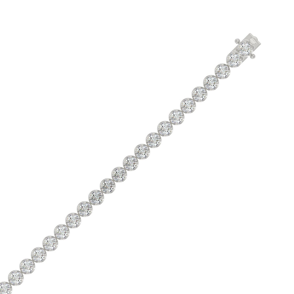 Microfusion Prong Set Tennis Bracelet - 14K White Gold