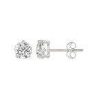3 Prong Basket Pushback Stud Earrings - 10K White Gold