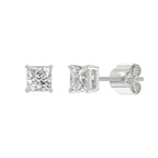 Lab Diamond 4-Prong Princess Stud Earring - 14K White Gold