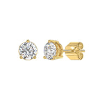 3 Prong Basket Pushback Stud Earrings - 14K Yellow Gold
