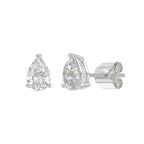 Lab Diamond 3-Prong Pear Stud Earring - 14K White Gold