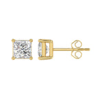Lab Diamond 4-Prong Princess Stud Earring - 14K Yellow Gold