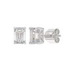 Lab Diamond 4-Prong Emerald Cut Stud Earring - 14K White Gold