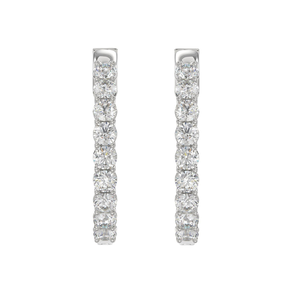 Lab Diamond Inside-Out Round Hoop Earring - 14K White Gold