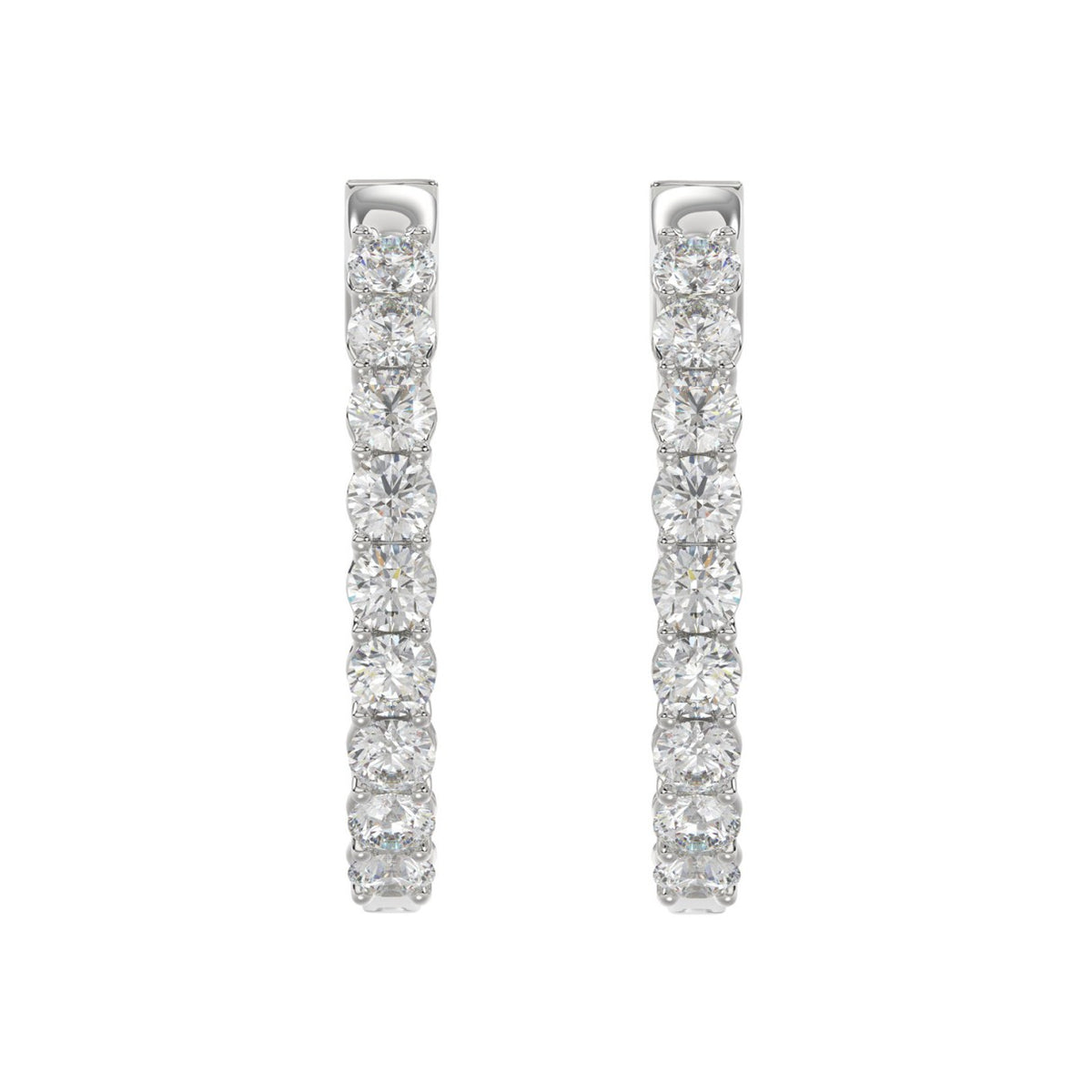 Lab Diamond Inside-Out Round Hoop Earring - 14K White Gold