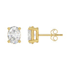 Lab Diamond 4-Prong Oval Stud Earring - 14K Yellow Gold