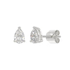 Lab Diamond 3-Prong Pear Stud Earring - 14K White Gold