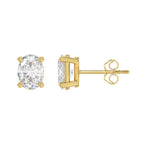 Lab Diamond 4-Prong Oval Stud Earring - 14K Yellow Gold