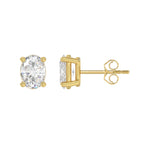 Lab Diamond 4-Prong Oval Stud Earring - 14K Yellow Gold
