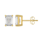Lab Diamond 4-Prong Emerald Cut Stud Earring - 14K Yellow Gold