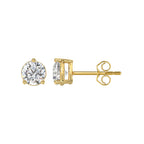 3 Prong Basket Pushback Stud Earrings - 10K Yellow Gold