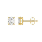 Lab Diamond 4-Prong Oval Stud Earring - 14K Yellow Gold