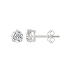 3 Prong Basket Pushback Stud Earrings - 10K White Gold