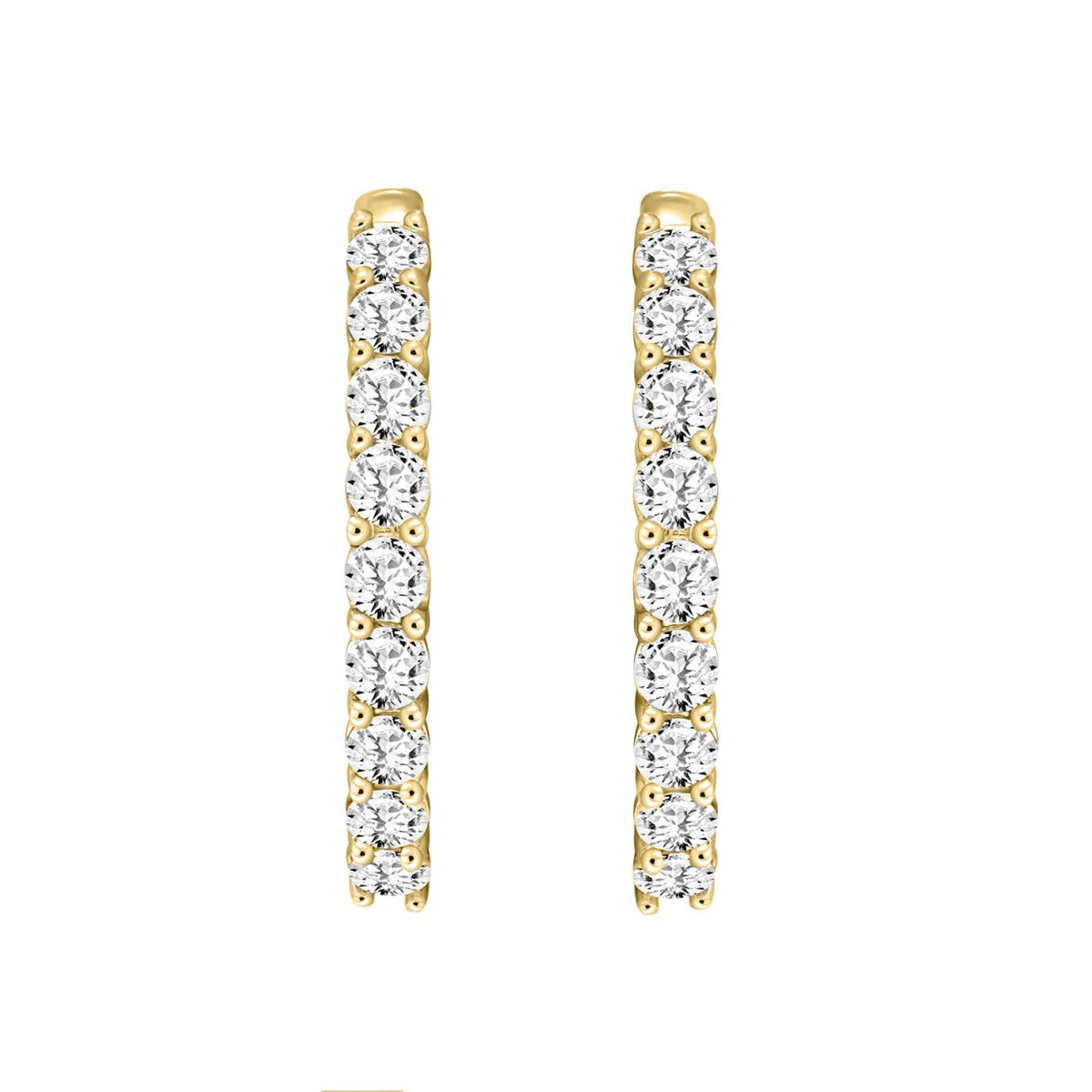 Lab Diamond Inside-Out Round Hoop Earring - 14K Yellow Gold