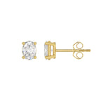Lab Diamond 4-Prong Oval Stud Earring - 14K Yellow Gold