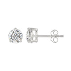 3 Prong Basket Pushback Stud Earrings - 10K White Gold