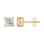 Lab Diamond 4-Prong Princess Stud Earring - 14K Yellow Gold