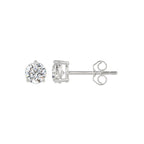 3 Prong Basket Pushback Stud Earrings - 10K White Gold