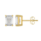 Lab Diamond 4-Prong Emerald Cut Stud Earring - 14K Yellow Gold
