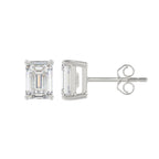 Lab Diamond 4-Prong Emerald Cut Stud Earring - 14K White Gold