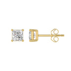 Lab Diamond 4-Prong Princess Stud Earring - 14K Yellow Gold