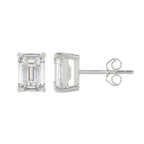 Lab Diamond 4-Prong Emerald Cut Stud Earring - 14K White Gold