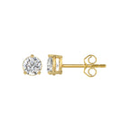 3 Prong Basket Pushback Stud Earrings - 10K Yellow Gold