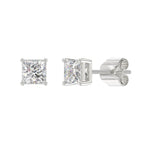 Lab Diamond 4-Prong Princess Stud Earring - 14K White Gold