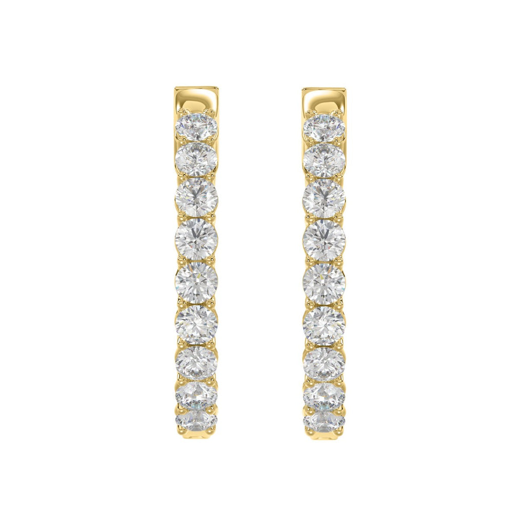 Lab Diamond Inside-Out Round Hoop Earring - 14K Yellow Gold